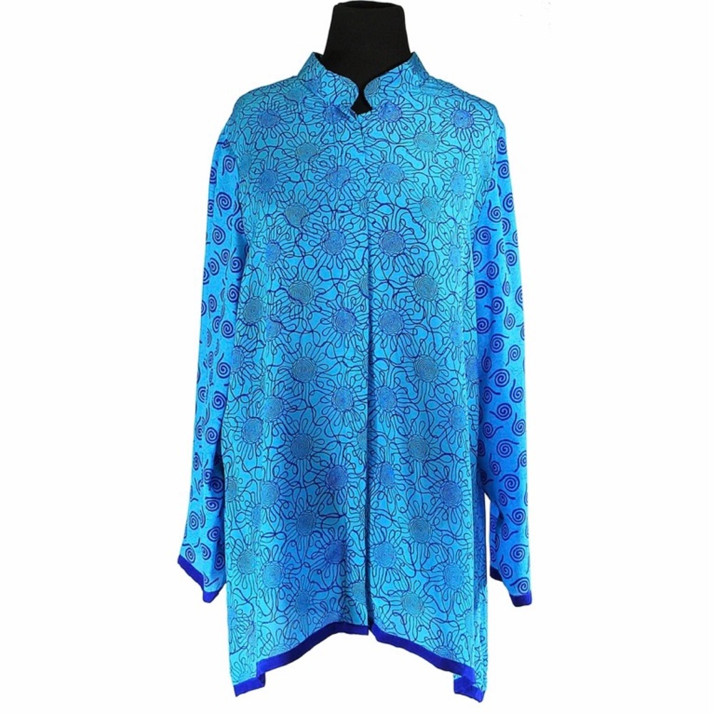 Harshita Water Flora Silk Button Down Blouse